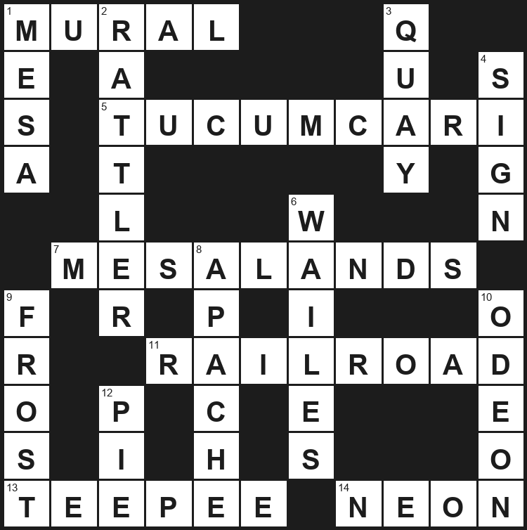 Completed crossword grid from the October 2026 Love Tucumcari Flyer